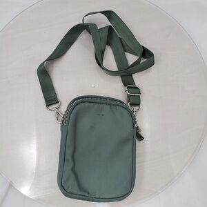 CoLab Green Nylon Triple Zip Compartments Small Crossbody Phone Flight Bag